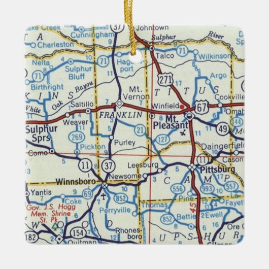 Mt Pleasant and Sulphur Springs Christmas Ornament (Voorkant)