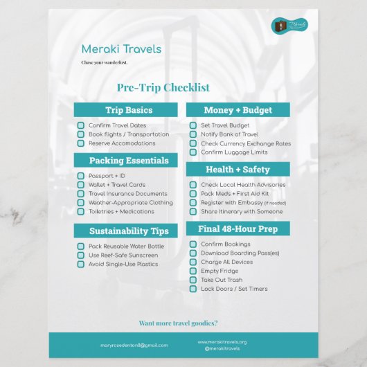 MT Pre-Trip Checklist (Voorkant)