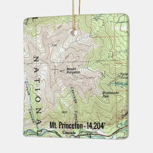 Mt. Princeton Fourteener Topo Map Keramisch Ornament (Links)