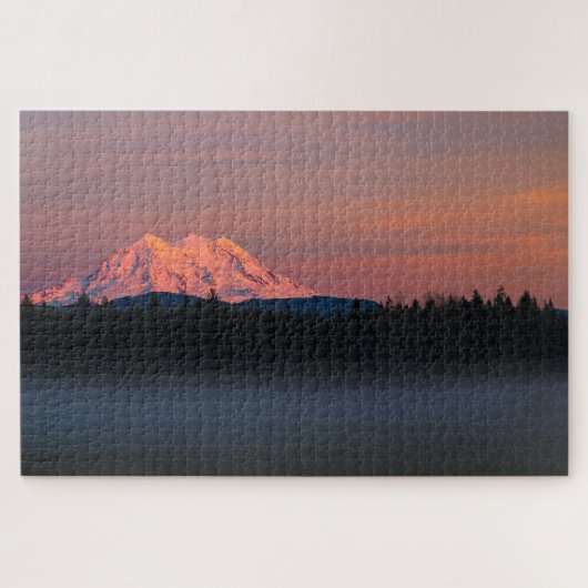 Mt. Rainer mistige zonsondergang puzzel Legpuzzel (Horizontaal)