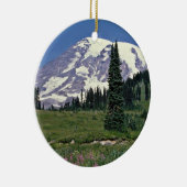 Mt. Rainer, Washington Red bloemen Keramisch Ornament (Rechts)