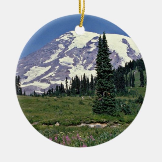 Mt. Rainer, Washington Red bloemen Keramisch Ornament (Voorkant)