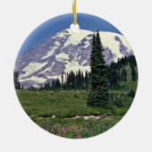 Mt. Rainer, Washington Red bloemen Keramisch Ornament (Achterkant)
