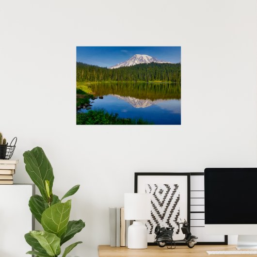 Mt. Rainier en Reflection Lake Poster (Thuiskantoor)