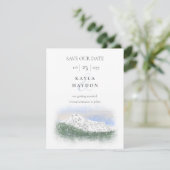 Mt Rainier, Falling Snow Wedding Save the Date Kaart (Staand voorkant)
