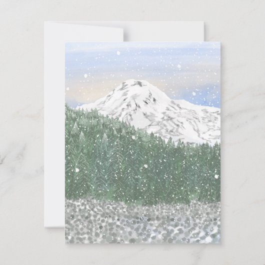 Mt Rainier, Falling Snow Wedding Save the Date Kaart (Achterkant)