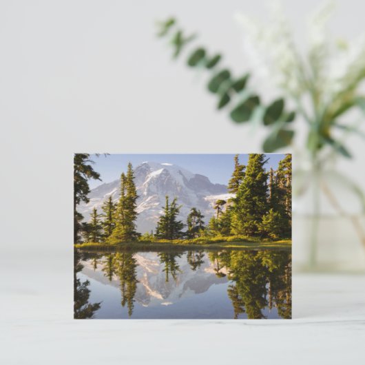 Mt. Rainier gereflecteerd in een tarn nabij Plumme Briefkaart (Staand voorkant)