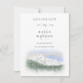 Mt Rainier, Huwelijk vallende sneeuw Save the Date Kaart (Voorkant)