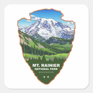 Mt. Rainier Nationaal Park Pijl Vierkante Sticker