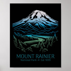 Mt. Rainier Nationaal Park Wandelen Kamperen Berg Poster