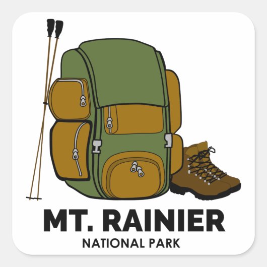 Mt. Rainier National Park Backpack Vierkante Sticker (Voorkant)