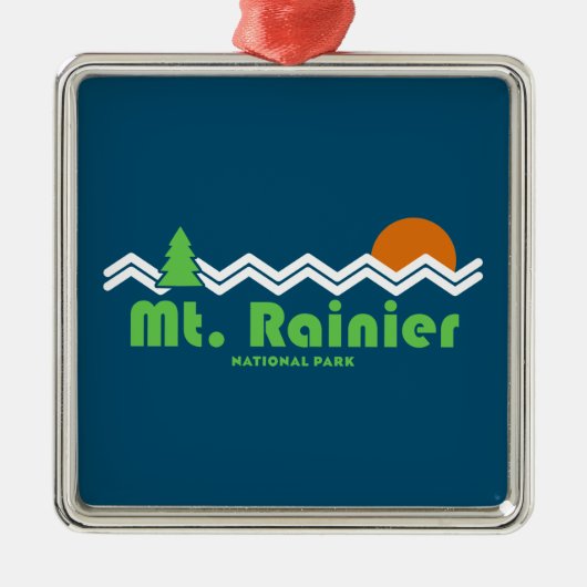 Mt. Rainier National Park Retro Metalen Ornament (Voorkant)