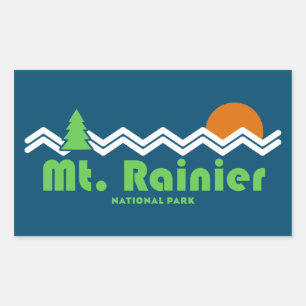 Mt. Rainier National Park Retro Rechthoekige Sticker