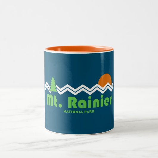 Mt. Rainier National Park Retro Tweekleurige Koffiemok (Center)