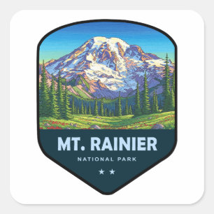 Mt. Rainier National Park Schild Vierkante Sticker