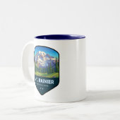Mt. Rainier National Park Shield Tweekleurige Koffiemok (Voorkant links)
