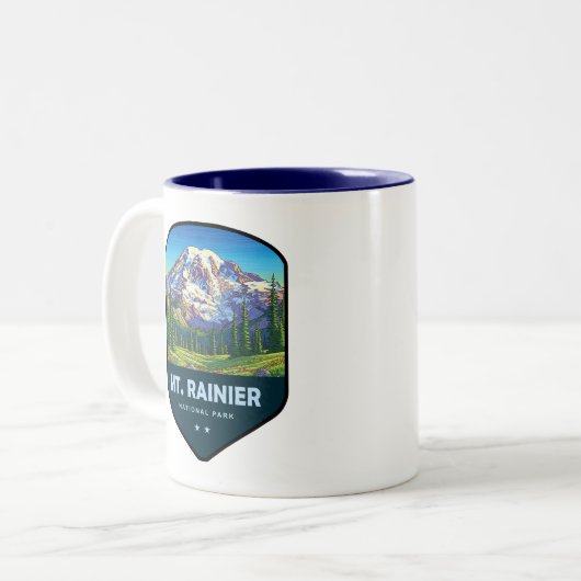 Mt. Rainier National Park Shield Tweekleurige Koffiemok (Voorkant links)