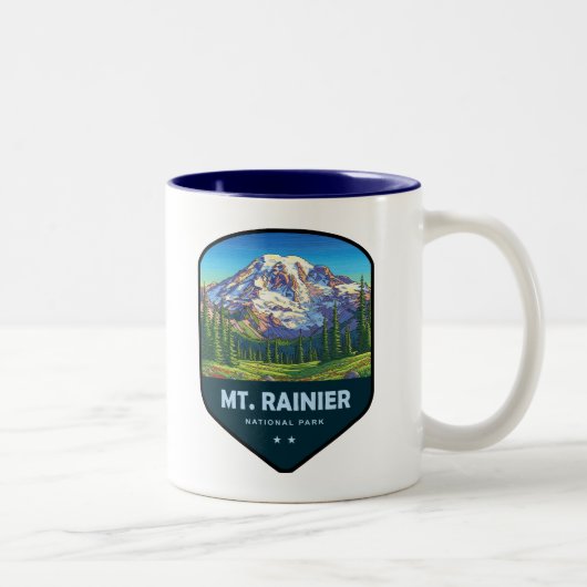 Mt. Rainier National Park Shield Tweekleurige Koffiemok (Rechts)