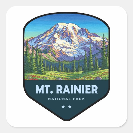 Mt. Rainier National Park Shield Vierkante Sticker (Voorkant)