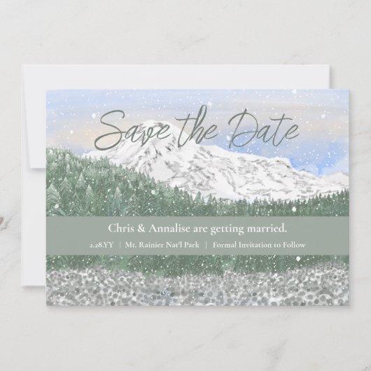 Mt Rainier National Park Wedding Save the Date (Voorkant)