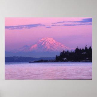 Mt. Rainier op Sunset, staat Washington. Poster