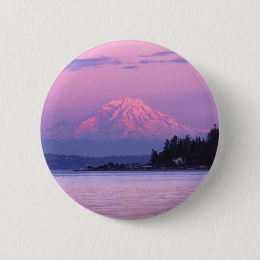 Mt. Rainier op Sunset, staat Washington. Ronde Button 5,7 Cm (Voorkant)