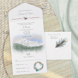 Mt. Rainier, Snow, Pinecones, Pine Needles All In One Uitnodiging