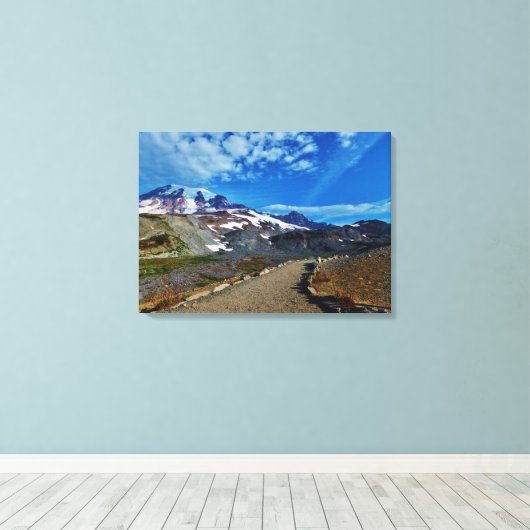 Mt. Rainier Stretched Canvas Print (Insitu (Houten vloer))