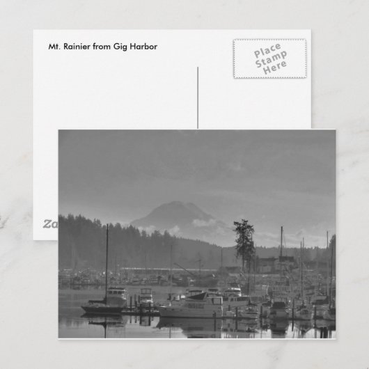 Mt. Rainier uit Gig Harbour Briefkaart (Voorkant / Achterkant)