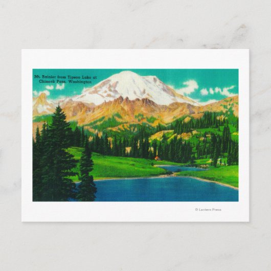 Mt. Rainier uit het meer van Tipsoo bij Chinook Pa Briefkaart (Voorkant)
