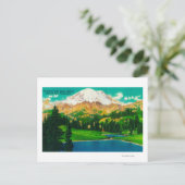 Mt. Rainier uit het meer van Tipsoo bij Chinook Pa Briefkaart (Staand voorkant)