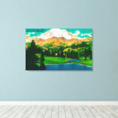 Mt. Rainier uit het meer van Tipsoo bij Chinook Pa Canvas Afdruk (Insitu (Houten vloer))