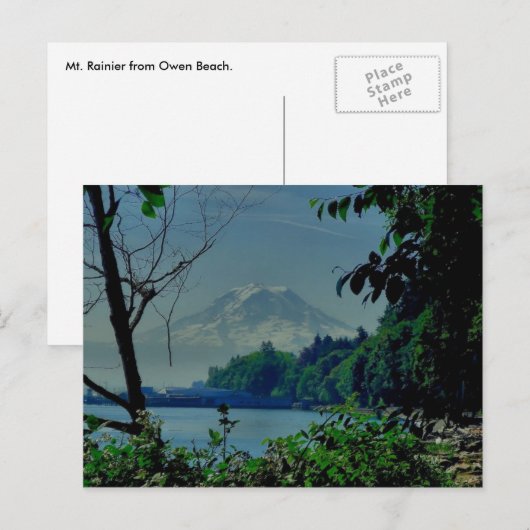 Mt. Rainier uit Owen Beach Briefkaart (Voorkant / Achterkant)