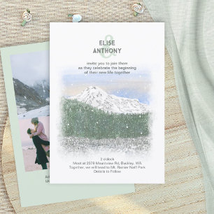 Mt. Rainier, Vallende Sneeuw, Winter Groene Bruilo Kaart