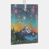 Mt. Rainier w Evening Sterrenhemel en vuurvliegjes Glas Ornament (Voorkant Rechts)