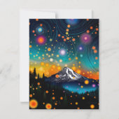 Mt. Rainier w Evening Sterrenhemel en Wildbloemen Feestdagenkaart (Voorkant)