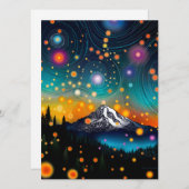 Mt. Rainier w Evening Sterrenhemel en Wildbloemen Feestdagenkaart (Voorkant / Achterkant)