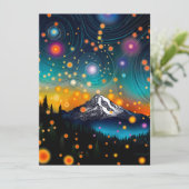 Mt. Rainier w Evening Sterrenhemel en Wildbloemen Feestdagenkaart (Staand voorkant)
