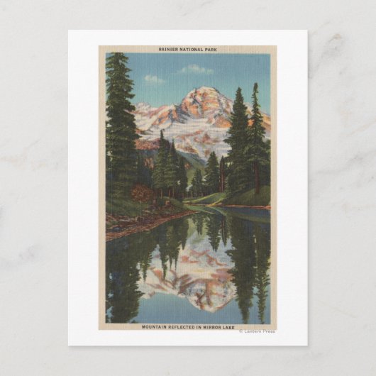 Mt. Rainier, WA - Mirror Lake met Mt. Reflectio Briefkaart (Voorkant)