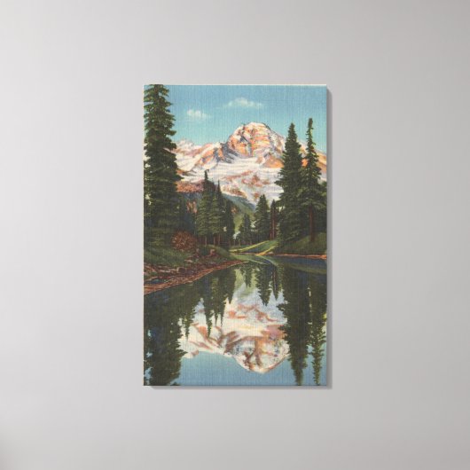 Mt. Rainier, WA - Mirror Lake met Mt. Reflectio Canvas Afdruk (Voorkant)