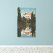 Mt. Rainier, WA - Mirror Lake met Mt. Reflectio Canvas Afdruk (Insitu (Houten vloer))
