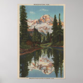 Mt. Rainier, WA - Mirror Lake met Mt. Reflectio Poster (Voorkant)