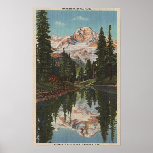 Mt. Rainier, WA - Mirror Lake met Mt. Reflectio Poster (Voorkant)