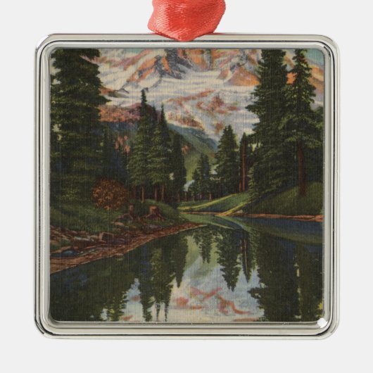 Mt. Rainier, WA - Mirror Lake met Mt. Reflection Metalen Ornament (Voorkant)