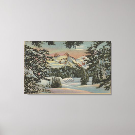 Mt. Rainier, WA - Paradise Inn & Tatoosh Range Canvas Afdruk (Voorkant)