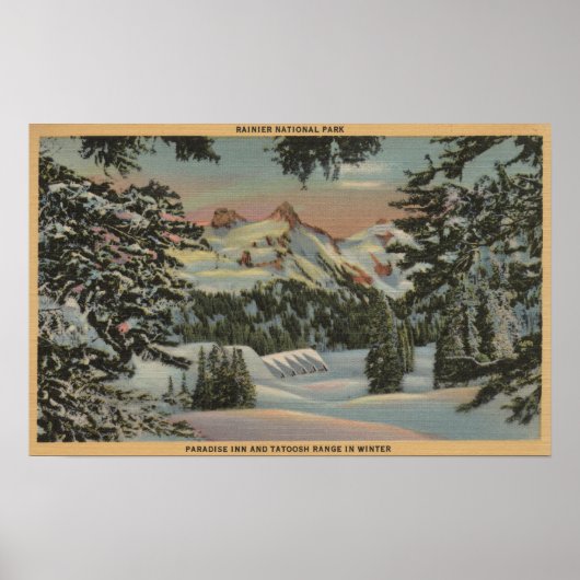 Mt. Rainier, WA - Paradise Inn & Tatoosh Range Poster (Voorkant)