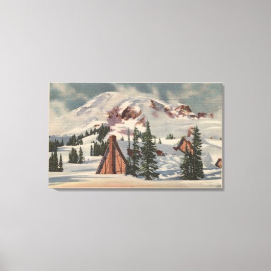 Mt. Rainier, WA - Paradise Inn te voet Canvas Afdruk (Voorkant)