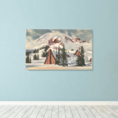 Mt. Rainier, WA - Paradise Inn te voet Canvas Afdruk (Insitu (Houten vloer))