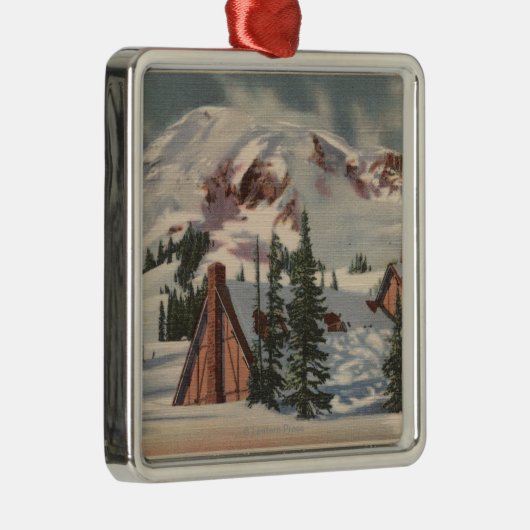 Mt. Rainier, WA - Paradise Inn te voet Metalen Ornament (Rechts)