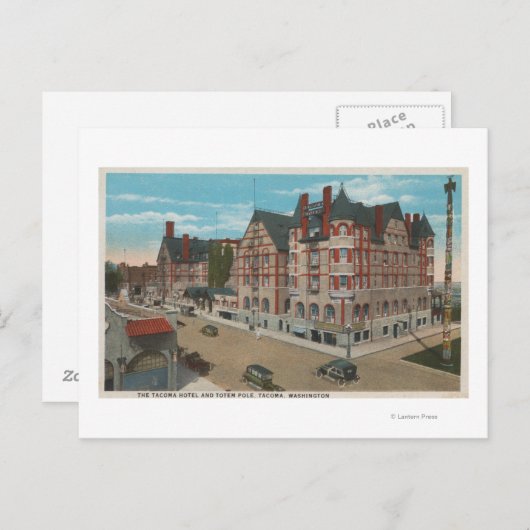 Mt. Rainier, WA - Uitzicht van het Tacoma Hotel & Briefkaart (Voorkant / Achterkant)